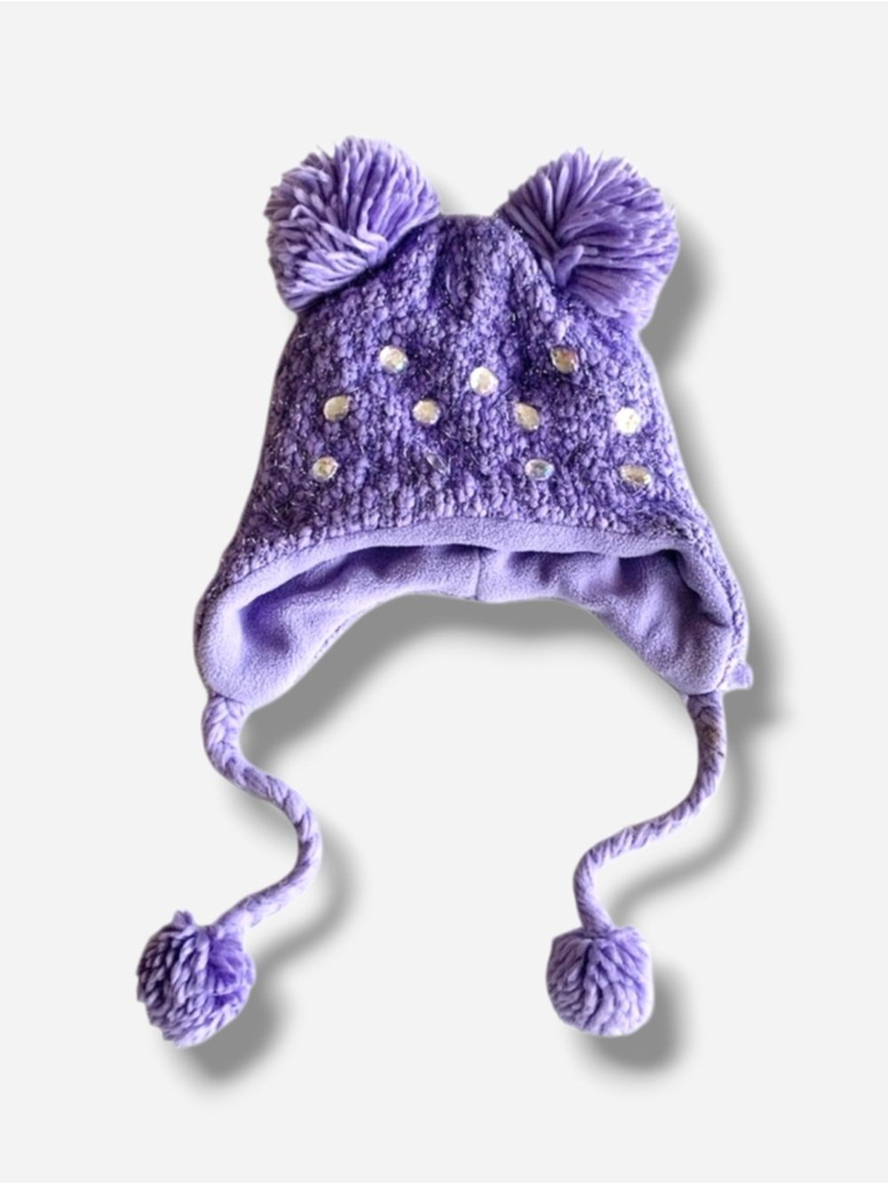 🌸New🌸 Justice purple knit hat one size fleece inside